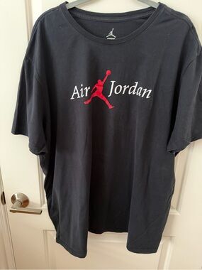 Jordan Black Short Sleeve T-Shirt with Red Jumpman and White Air Jordan Script